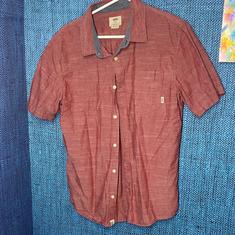 Vans Men's Casual Red Button Down Shirt